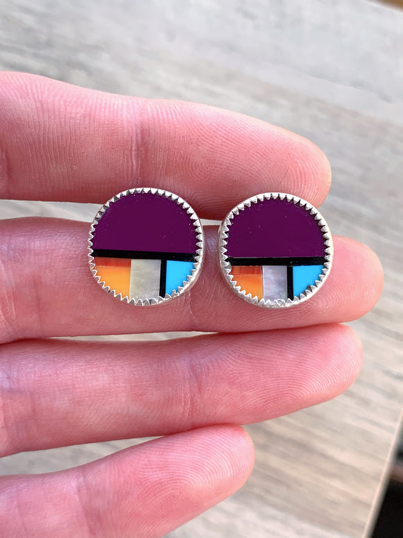 Round Inlay Earrings