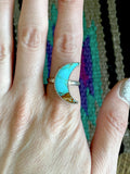 Kingman Turquoise Moon Ring | Size 9 |